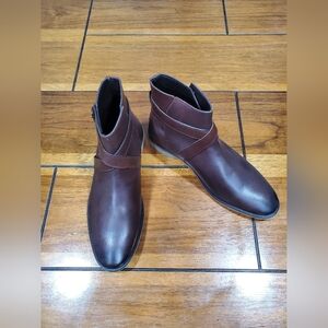 Men's Brown Leather Strap Ankle Boots
